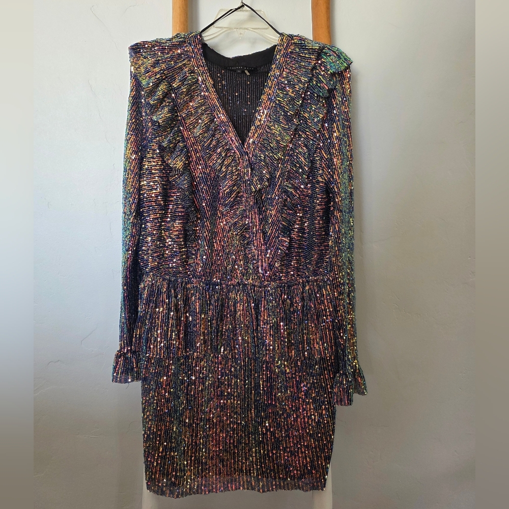 Endless Rose Multicolored Peplum Long Sleeve Mini Dress with Ruffles